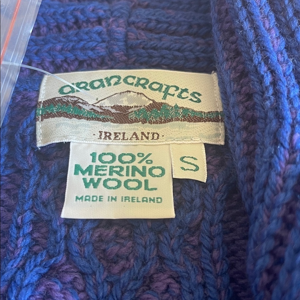 NWT Aran Crafts Purple and Blue 100% Merino Wool Sweater SZ Small - Picture 3 of 6